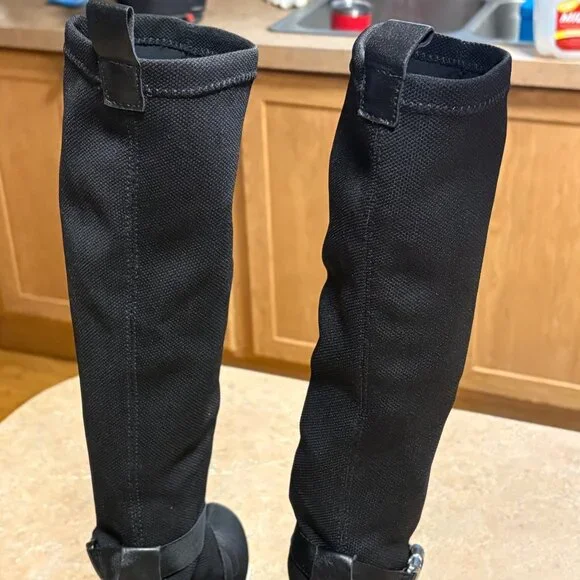 Gadea Black Stretch Sock Buckle Boots Leather Heels Made In Spain 37 Extralight - Picture 5 of 15